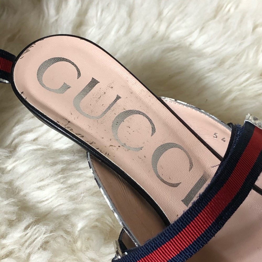 Gucci Horsebit Web Python Leather Mules - image 8